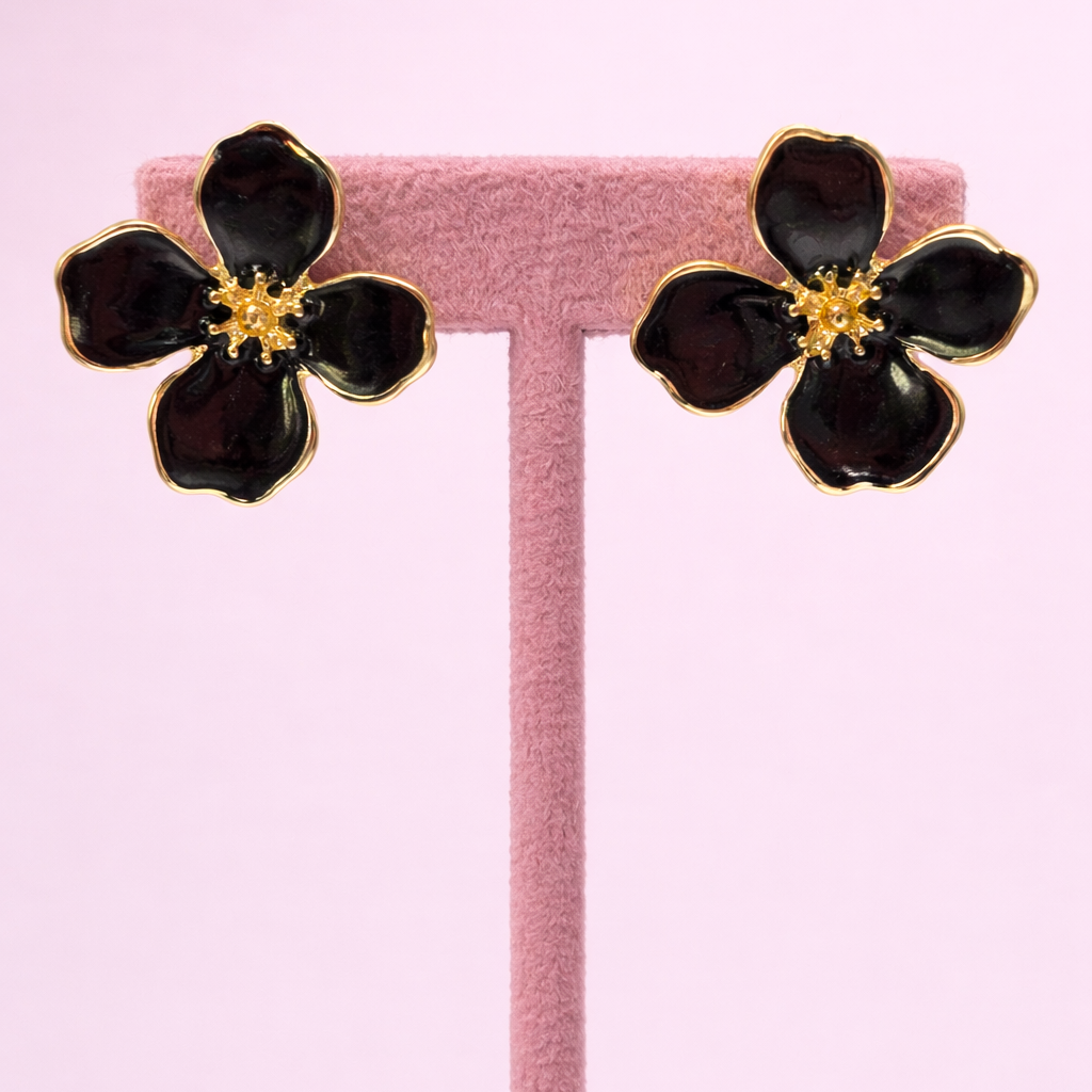 Aretes Black Orquidea