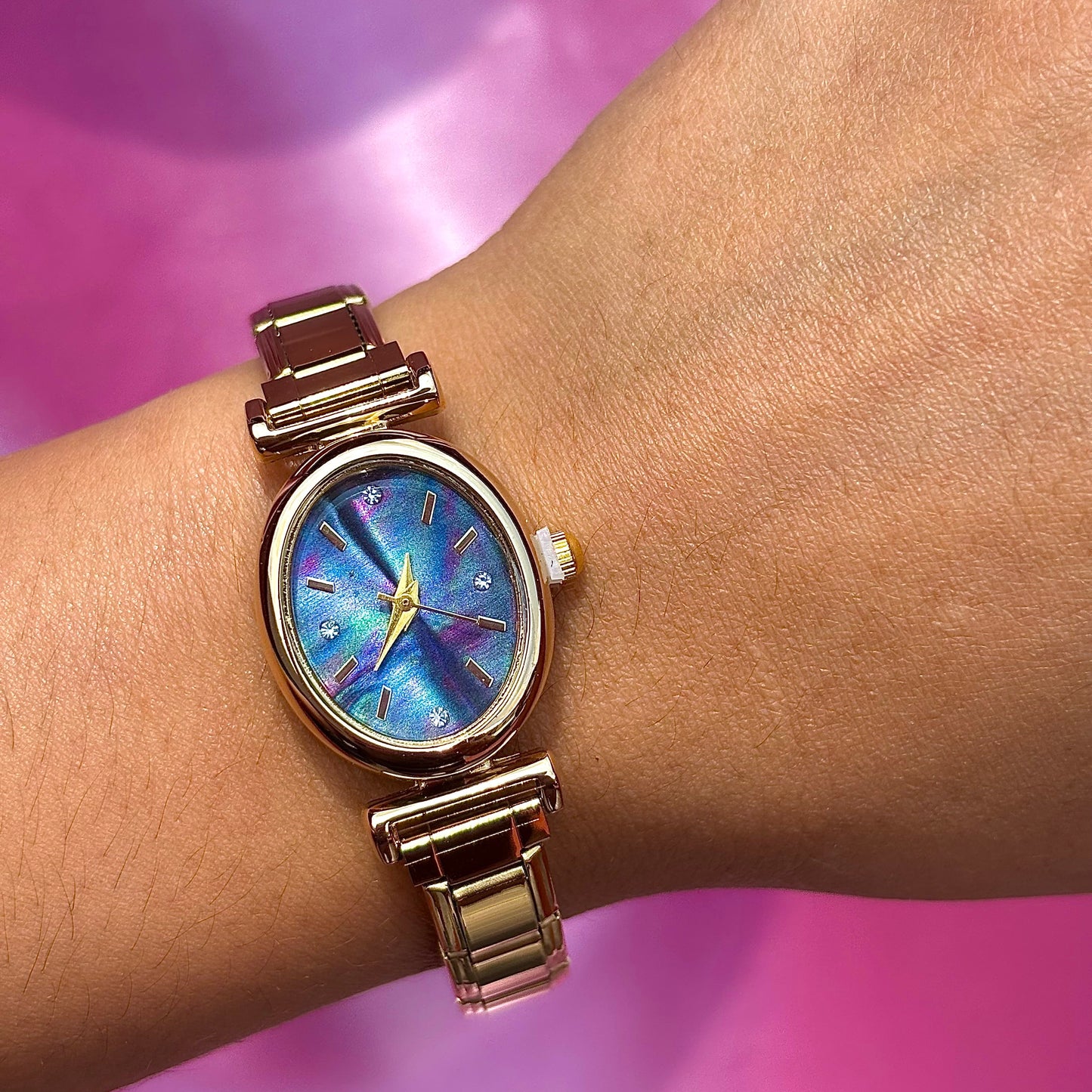 Reloj de pulsera italiana ovalado dorado