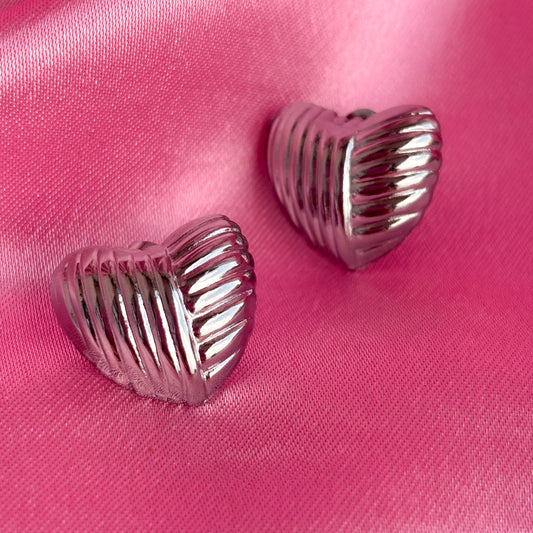 Aretes corazón plata