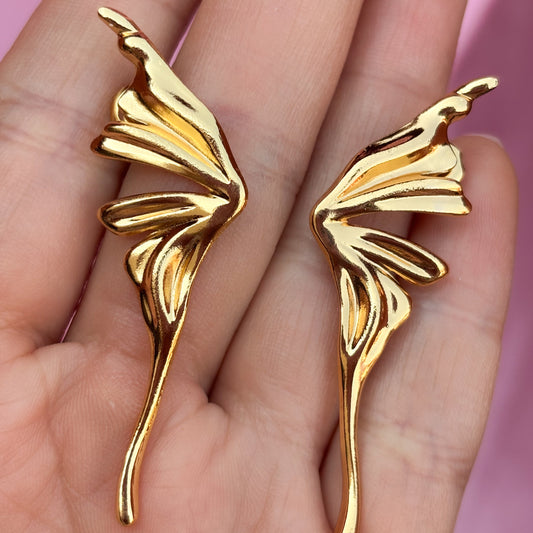 Aretes alitas de mariposa dorados