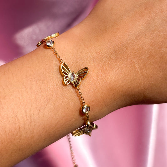 Pulsera mariposas doradas