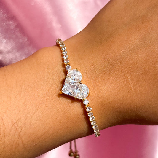 Pulsera corazón brillante