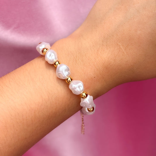 Pulsera de perlas barrocas irregulares